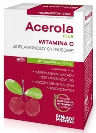 Acerola Plus, tabletki ulegające rozpadowi w jamie ustnej, 60 tabl.  