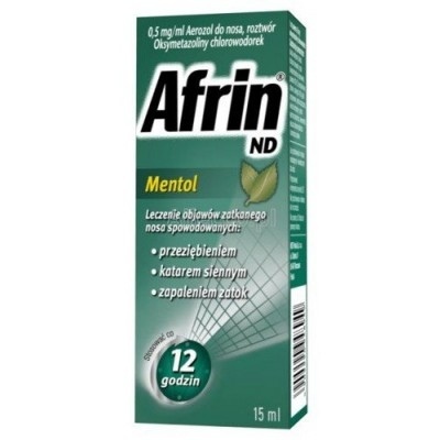 Afrin ND Mentol 500 mcg/ml, aerozol do nosa, roztwór, 15 ml  