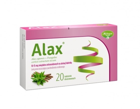 Alax 0,01-0,015 g, tabletki drażowane, 20 tabl. (2x10)  