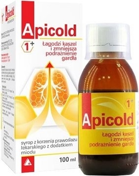 Apicold 1+ Syrop z korzenia prawoślazu z dodatkiem miodu, 100 ml