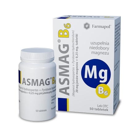 Asmag B6 20mg + 250mcg, tabletki, 50 tabl.  