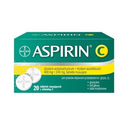 Aspirin C 400mg + 240mg, tabletki musujące, 20 tabl.  