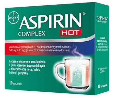 Aspirin Complex Hot 500mg + 30mg, granulat do sporządzania zawiesiny doustnej, 10 sasz.  