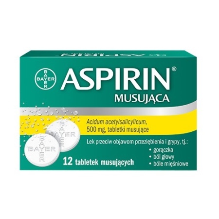 Aspirin musująca (Aspirin Ultra Fast) 500 mg, tabletki musujące, 12 tabl.  