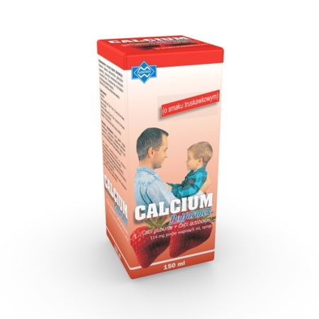 Calcium Polfarmex o smaku truskawkowym 114 mg Ca2 + /5ml, syrop, 150 ml (but. ze szkła)  