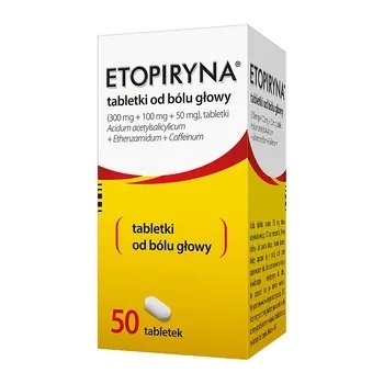 Etopiryna tabletki od bólu głowy 300 mg + 100 mg + 50 mg tabletki 50 tabl.