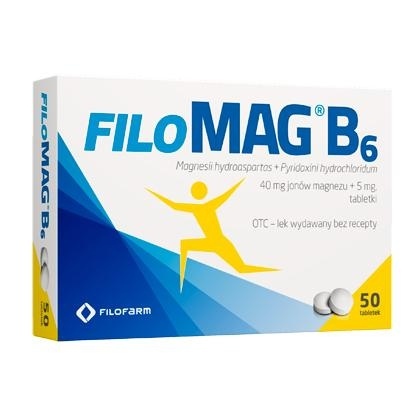 Filomag B6 40 mg Mg2+ + 5 mg tabletki 50 sztuk