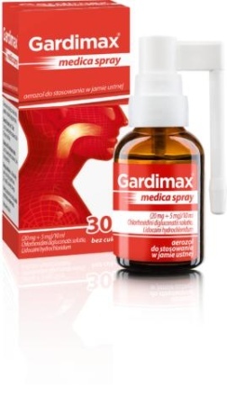 Gardimax Medica Spray (20 mg + 5 mg)/10 ml aerozol do stosowania w jamie ustnej 1 butelka 30 ml