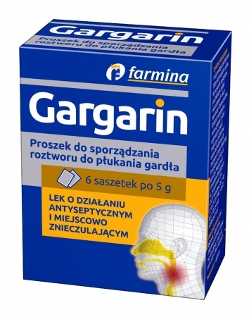 Gargarin, proszek do sporządzania płynu do płukania gardła, 6 sasz. po 5 g  