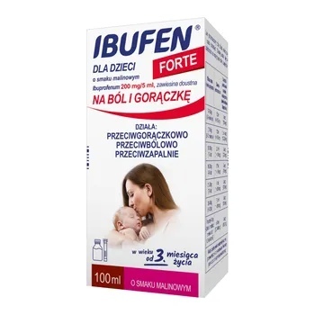 Ibufen dla dzieci FORTE o smaku malinowym 200 mg/5ml, zawiesina doustna, 100 ml (but.)  