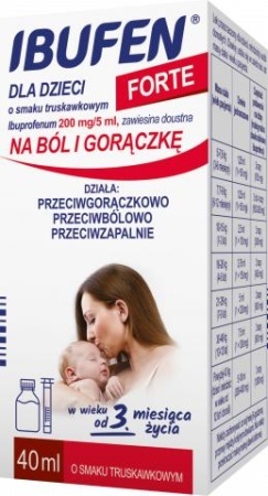 Ibufen dla dzieci FORTE o smaku truskawkowym 200 mg/5 ml zawiesina doustna 1 butelka 40 ml