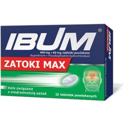 Ibum Zatoki Max 400mg + 60mg, tabletki powlekane, 12 tabl.  