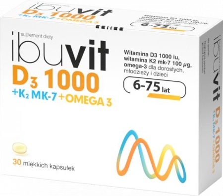 IBUVIT D3 1000 + K2 MK-7 OMEGA 3 kapsułki *30