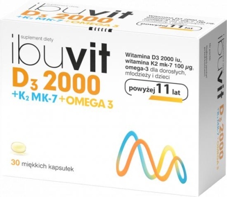 IBUVIT D3 2000 + K2 MK-7 OMEGA 3 kapsułki *30