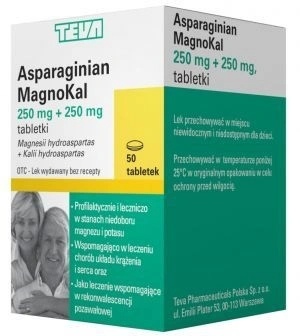 MagnoKal Asparaginian 250mg + 250mg, tabletki, 50 tabl.  