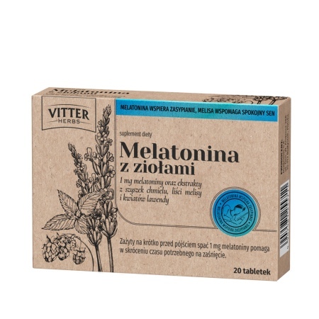 Melatonina z Ziołami Vitter Herbs, tabletki, 20 tabl.  