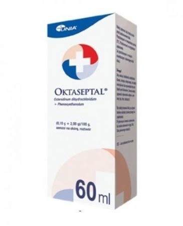 Oktaseptal (0,1 g + 2 g)/100 g aerozol na skórę, roztwór 1 butelka 60 ml