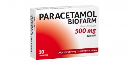 Paracetamol Biofarm 500 mg, tabletki, 10 tabl.  