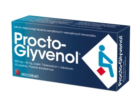 Procto-Glyvenol 400mg + 40mg, czopki doodbytnicze, 10 czop. (2 blist. po 5 szt.)  