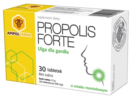 Propolis Forte o smaku Mentolowym, tabletki do ssania, 30 tabl. (2 blist. po 15 tabl.)  