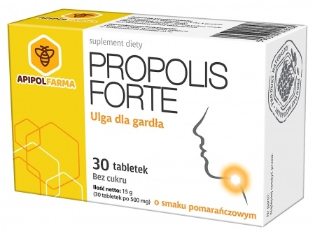 Propolis Forte o smaku pomarańczowym - 30 tabletek do ssania