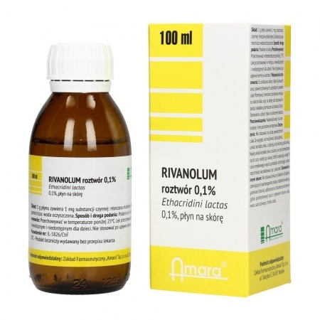 Rivanolum roztwór 0,1% 0,1% płyn na skórę 1 butelka 100 ml