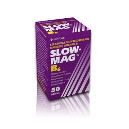 Slow-Mag B6 64mg Mg2 + 5mg, tabletki powlekane dojelitowe, 50 tabl. (poj.)  