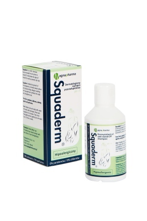 Squaderm - Dermatologiczny szampon przeciwłupieżowy, 150 ml (but. PET w tekturowym pudełku)