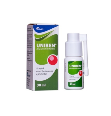 Uniben 1,5 mg/ml aerozol do stosowania w jamie ustnej 1 butelka 30 ml